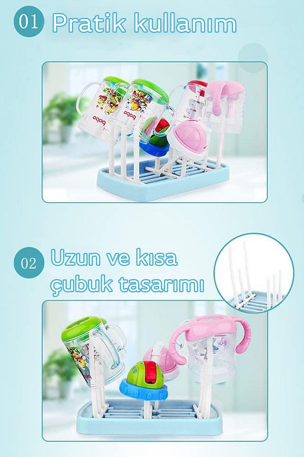 Biberon Kurutucu Katlanabilir Kurutma Standı Emzik Şişe Bardak Rafı Çocuk Diş Fırçası Bebek Temizlik - 5