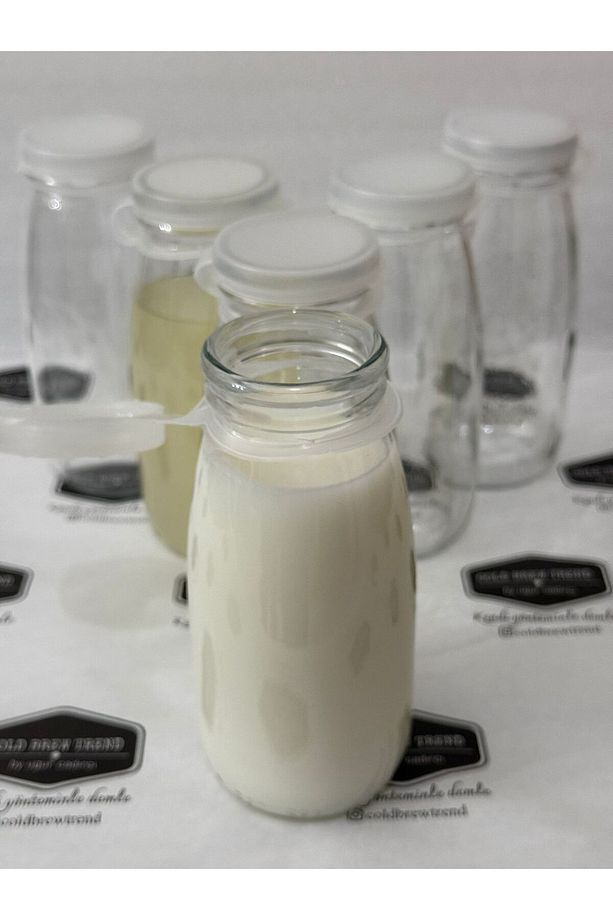 6 Adet Şeffaf Cam Şişe Süt Ayran Limonata Sirke Meşrubat Şişesi Çok Amaçlı - 8