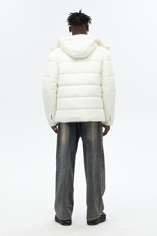 Hooded Water and Windproof Patterned Technical Coat - 4