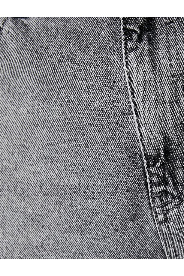 Oversize Kot Şort Bermuda Cepli Yıpratma Detaylı - 6