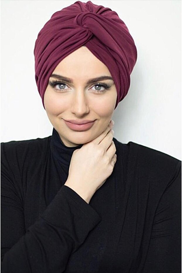 Fuchsia Plum Sandy Wrapped Bonnet - 1