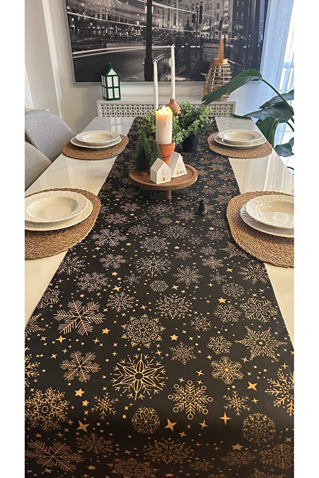 New Year Themed Black Runner New Year Table New Year Runner