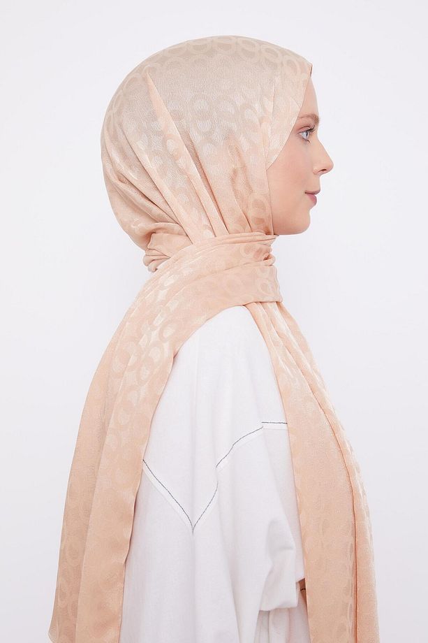 Yavruağzı Halka Desen Jakarlı Janjan şal - 3