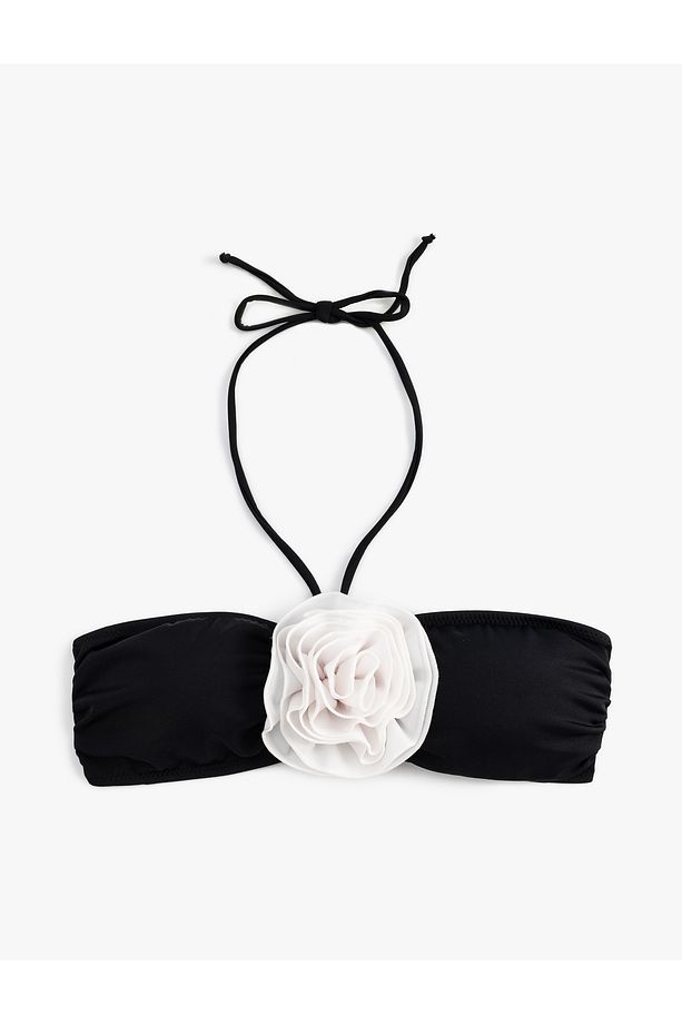Çiçek Aplike Detaylı Straplez Bikini Üstü - 1