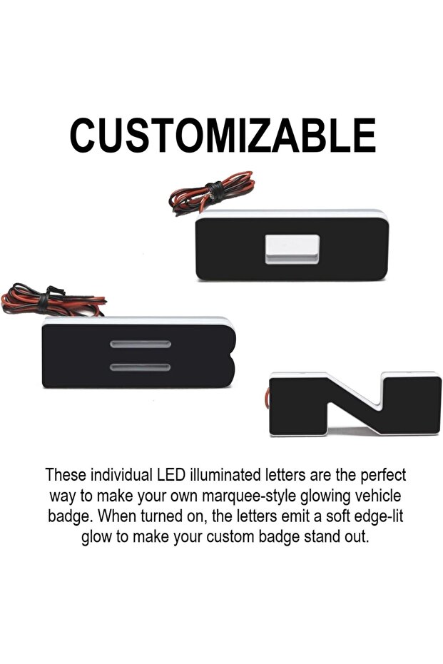 Universal Illuminated LED Letter Badge - Matte White Surface - R - White LED - 3
