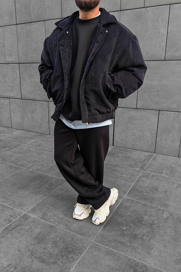 Oversize Kadife Bomber Erkek Unisex Kapitoneli Ceket - 4