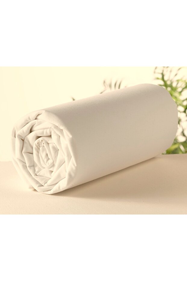 Makiteks 100% Cotton Cream 120X200+50X70 Single Fitted Sheet Set