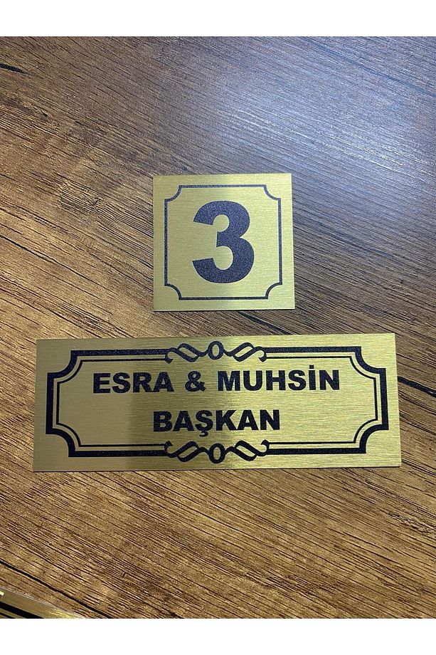 Kapı İsimliği Klasik Ev Dış Kapı İsimliği Çelik Kapı İsimliği Gold0011 - 1