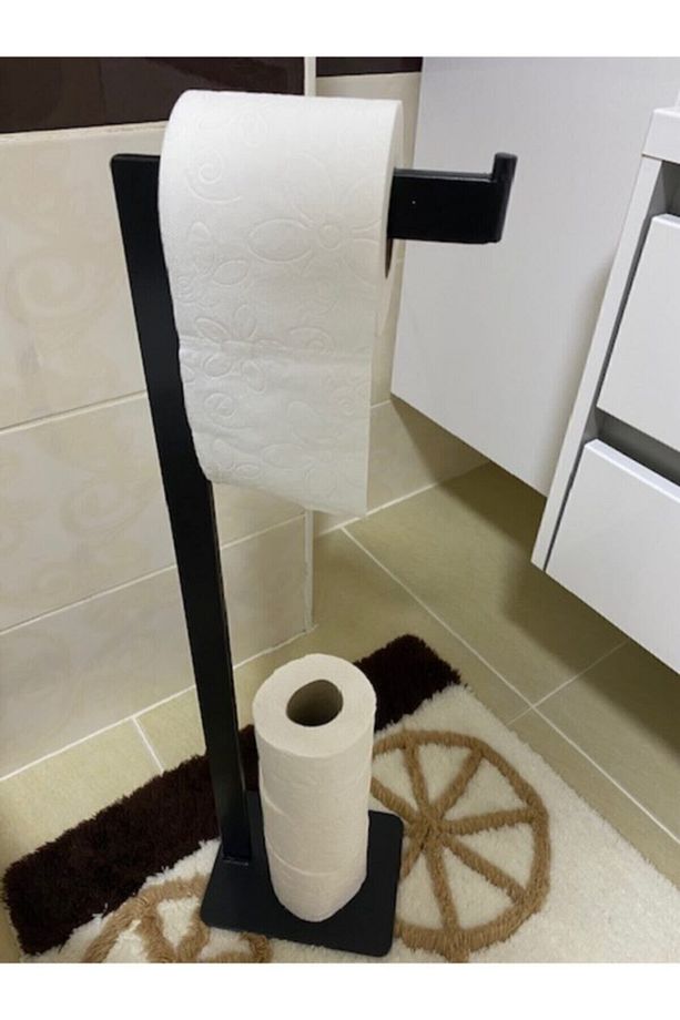 Sağlam Siyah Özel Tasarım Banyo Kağıtlığı Biriktirmeli Devrilmez Sallanmaz.. - 2