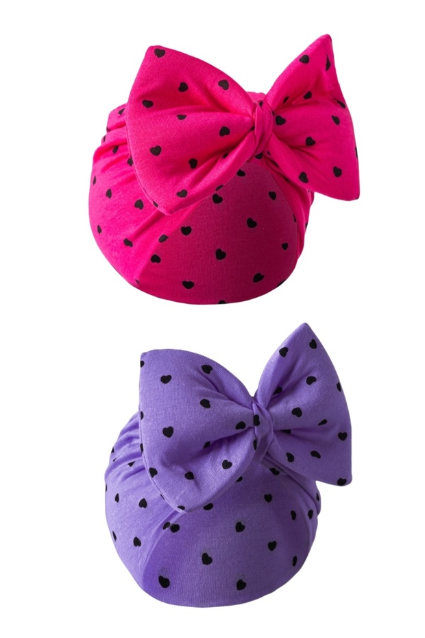 2 Pack Baby Bonnet with Ribbon Pattern