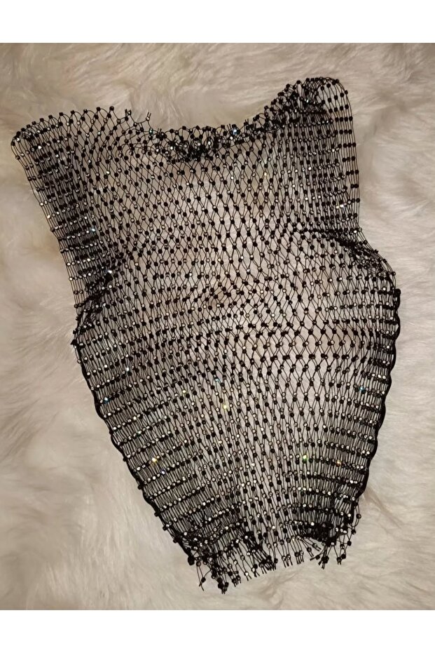 Taşlı Crop Bluz - 3