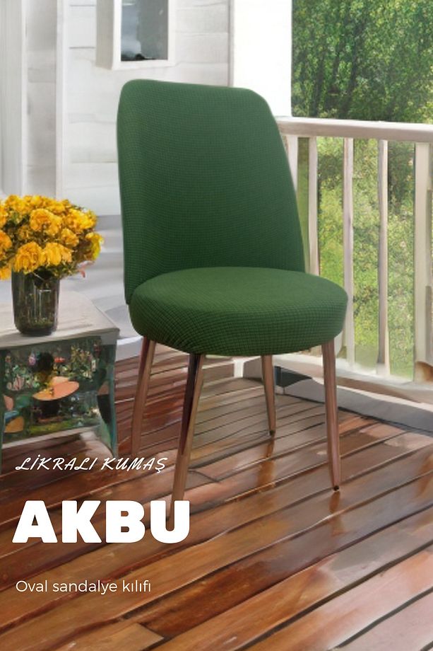 likrali kumaş oval sandalye kılıfı ,sandalye örtüsü pitikare desen (1 adet) - 1