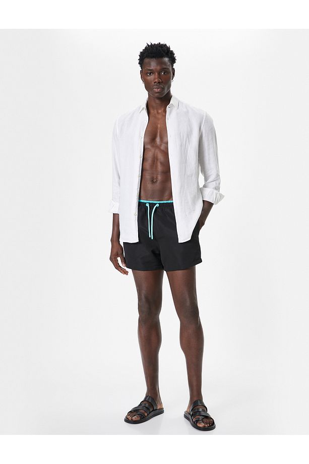Deniz Şortu Mini Oversize Beli Bağcıklı - 1