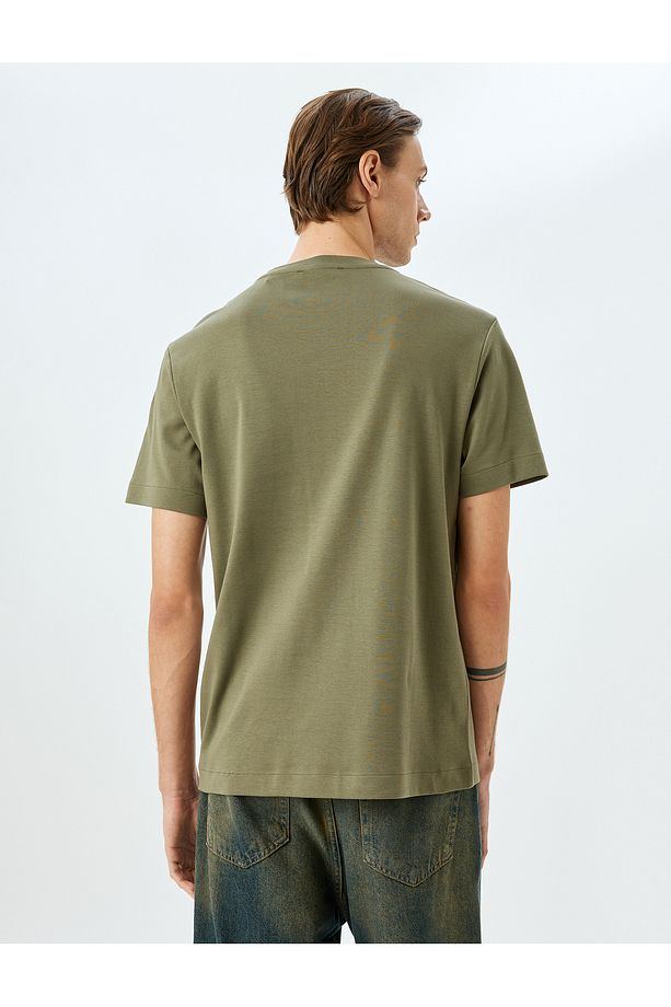 Bisiklet Yaka Regular Fit Kısa Kollu Cepli Pamuklu Basic Tişört - 4