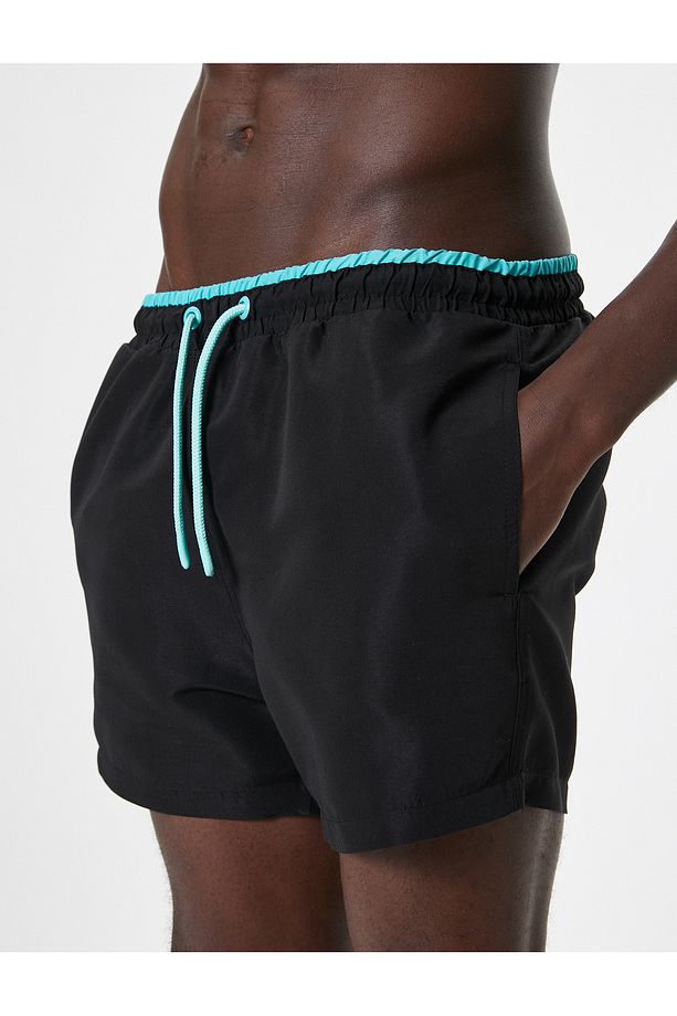 Deniz Şortu Mini Oversize Beli Bağcıklı - 5