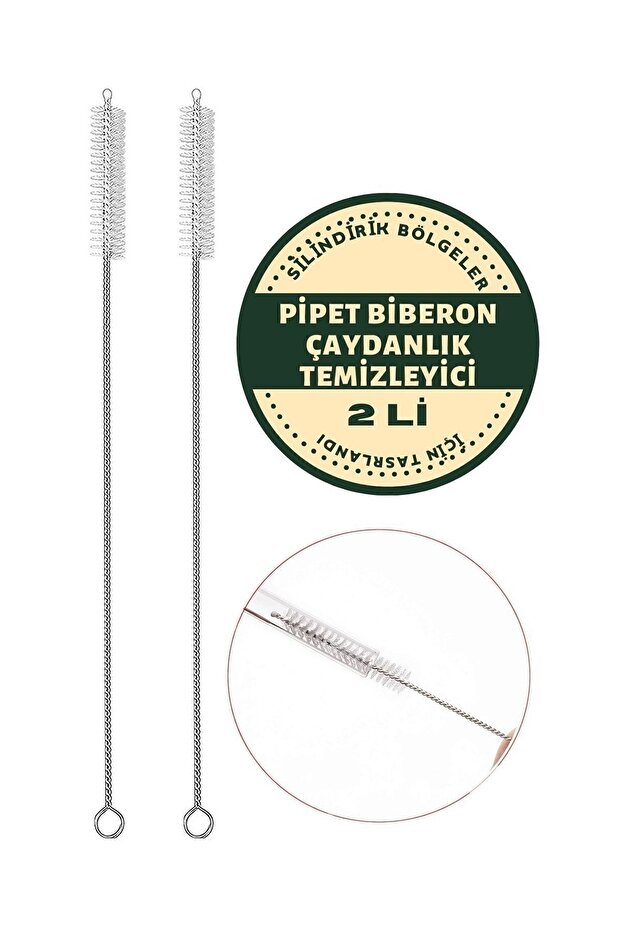 2 Adet Pipet Emzik Çaydanlık Temizleyici Fırça - 1