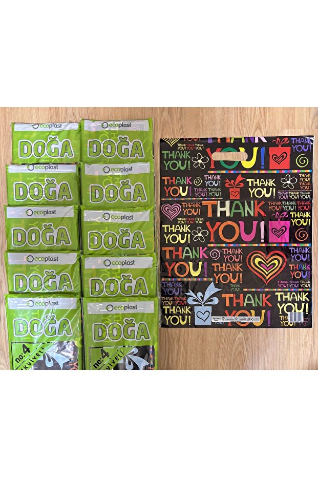 Ecoplast Takviyeli Poşet 40*50 10paket 500 Adet Karışık Renkler Mağaza Poşeti - 6