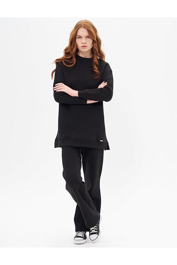 Zero Neck 3 Thread Sweatshirt Black - 2