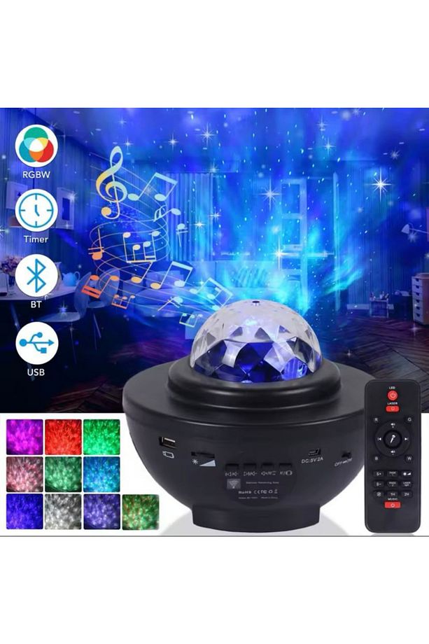 Galaksi Gökyüzü ve Yıldız Yansıtan Projektör Gece Lambası Bluetooth Hoparlör - 3
