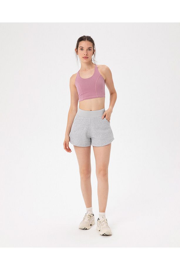 Gri Bel Lastikli Ayarlanabilir Sweatshort Şort - 5