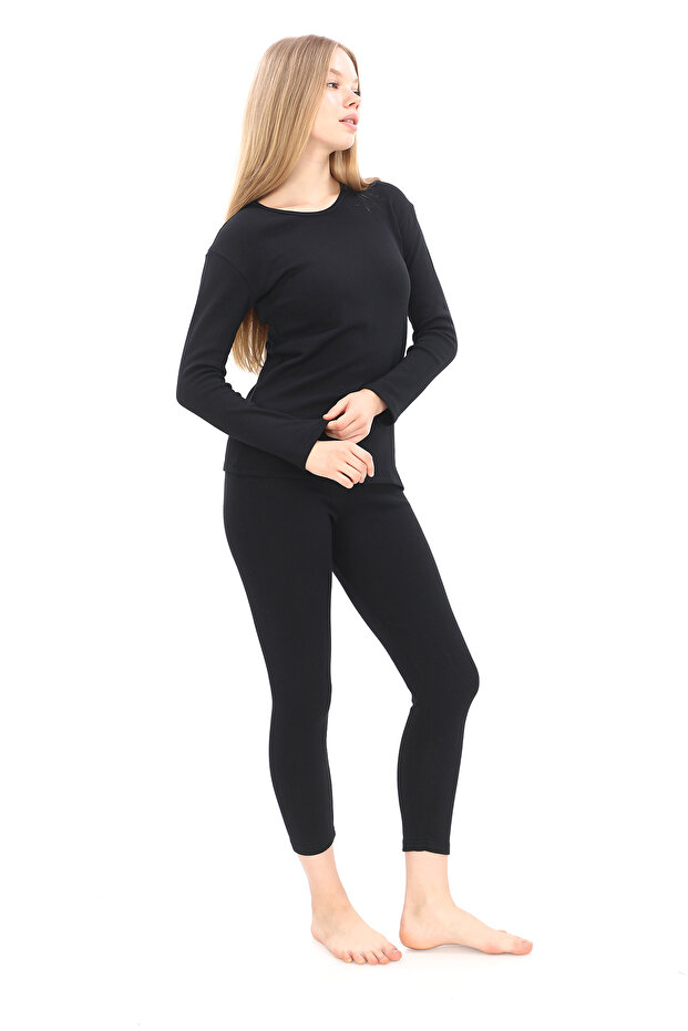 Warm Winter Thermal 1St Quality Underwear Black Bottom Top Set - 5