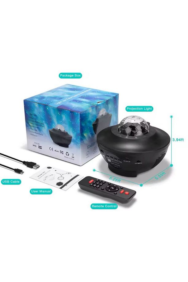 Galaksi Gökyüzü ve Yıldız Yansıtan Projektör Gece Lambası Bluetooth Hoparlör - 2