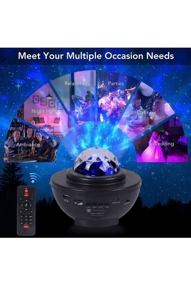 Galaksi Gökyüzü ve Yıldız Yansıtan Projektör Gece Lambası Bluetooth Hoparlör - 6