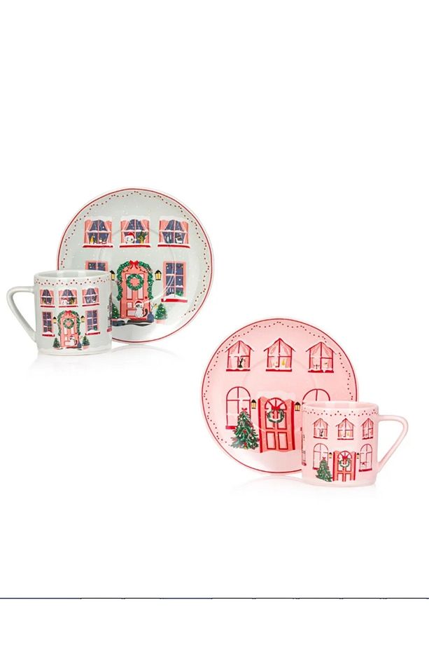 LCW HOME Kahve Fincan Takımı 90 Ml Pembe Baskılı 2 Kişilik Porselen - 5