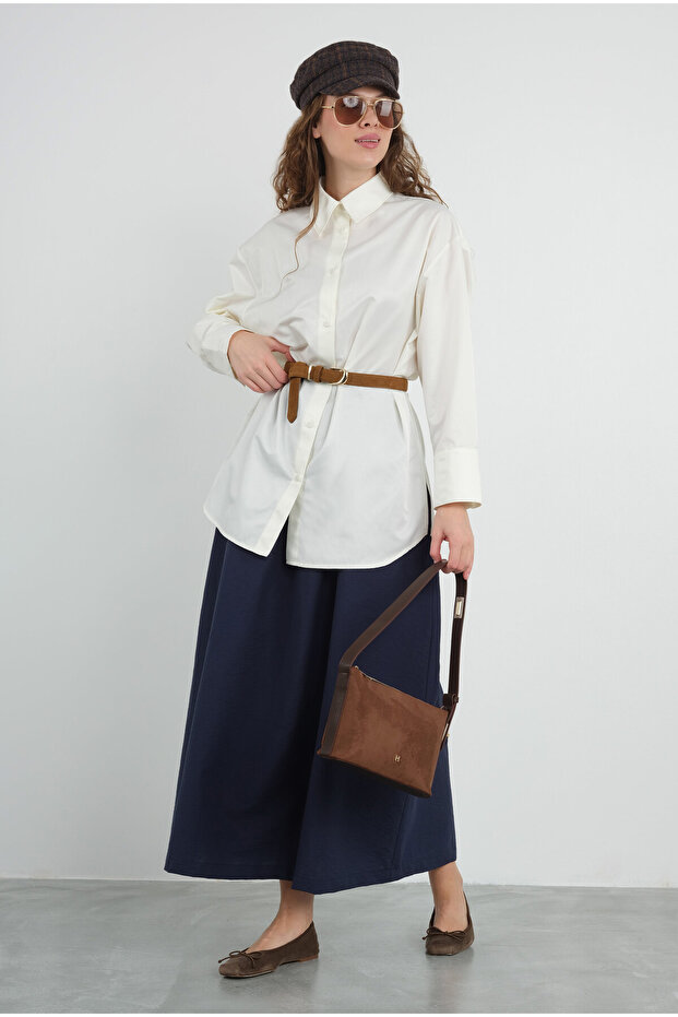 Deri Saplı Süet Çanta Taba - 7