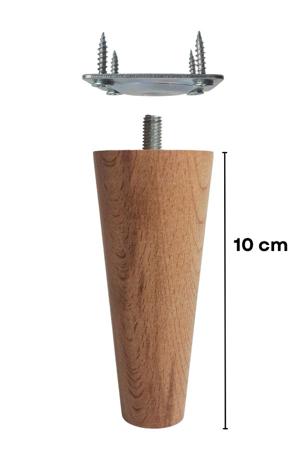 10 Cm Ahşap Konik Ayak, Ahşap Ayak, Mobilya Ayağı, Tv Ünitesi, Dolap Yükseltici, Koltuk Ayağı Tekli - 1