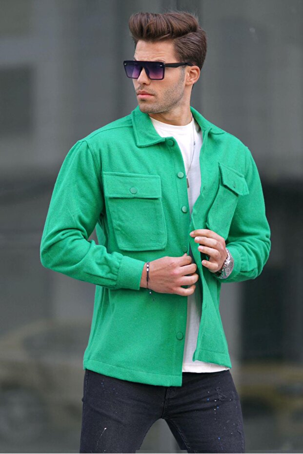 Green Oversize Lumberjack Men's Shirt 6709