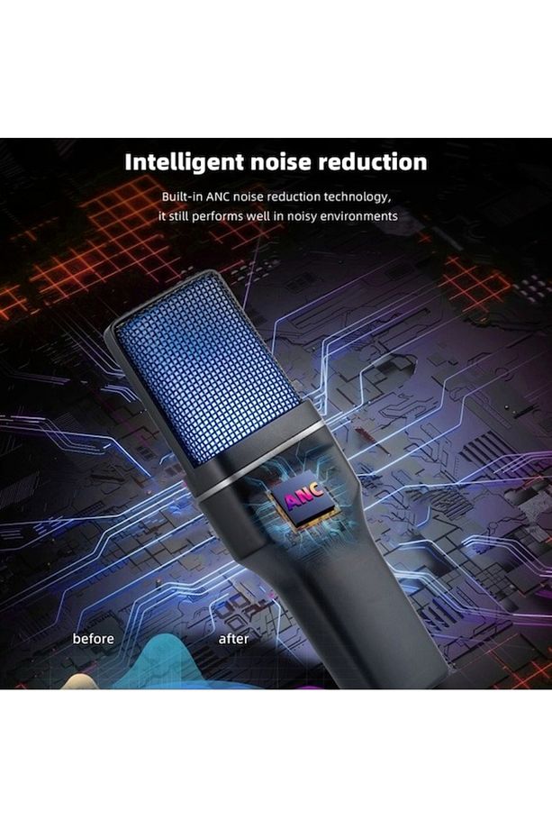 RGB Kablosuz Bilgisayar Mikrofon 20-20kHz ANC Gürültü Engelleme Profesyonel Podcast Mikrofon SF-777W - 5