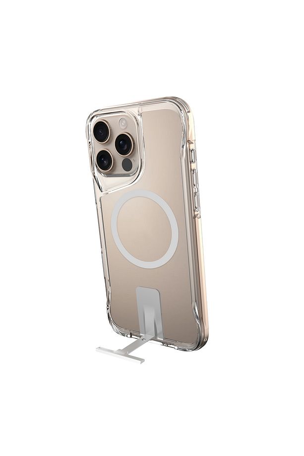 İphone 16 Pro Max Kılıf Şeffaf Magsafe Şarj Özellikli Köşe Korumalı Saklanabilir Standlı Sert Pc - 5