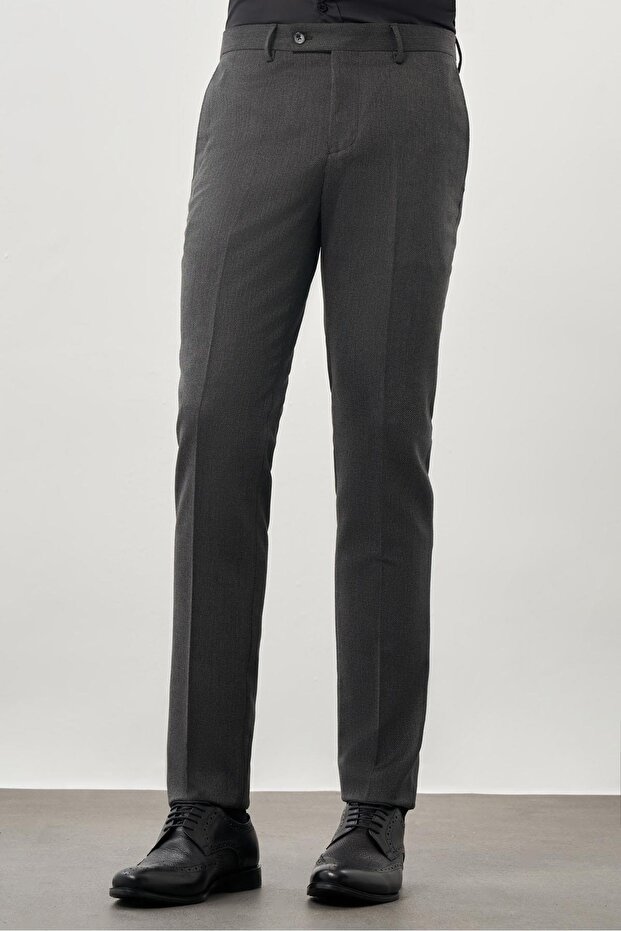 Men's Anthracite Slim Fit Trousers with Flexible Side Pockets 1003245209