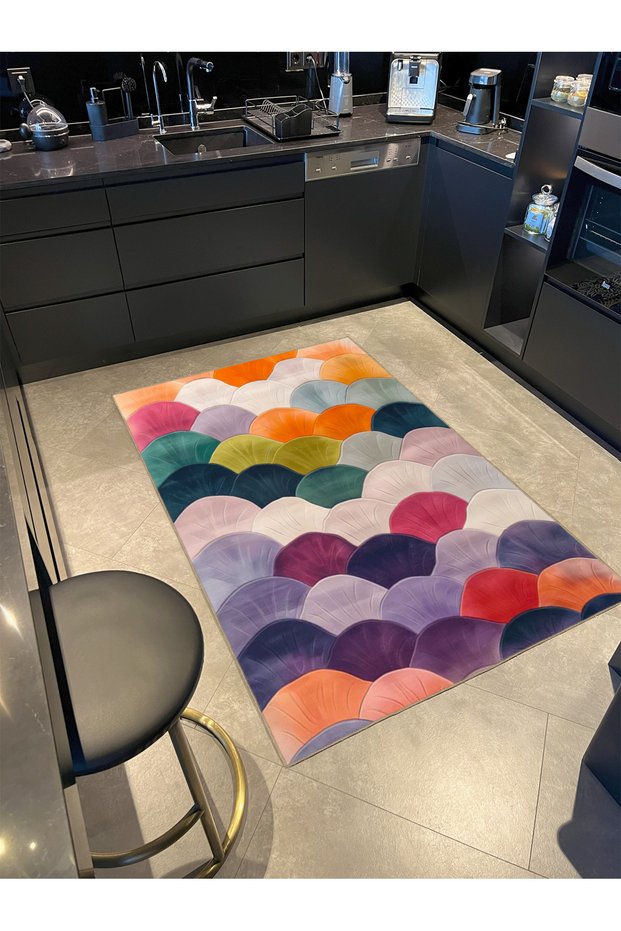 Paris Collection Multicolor Puzzle Detailed Patchwork Patterned Creative Modern Decorative Carpet 127