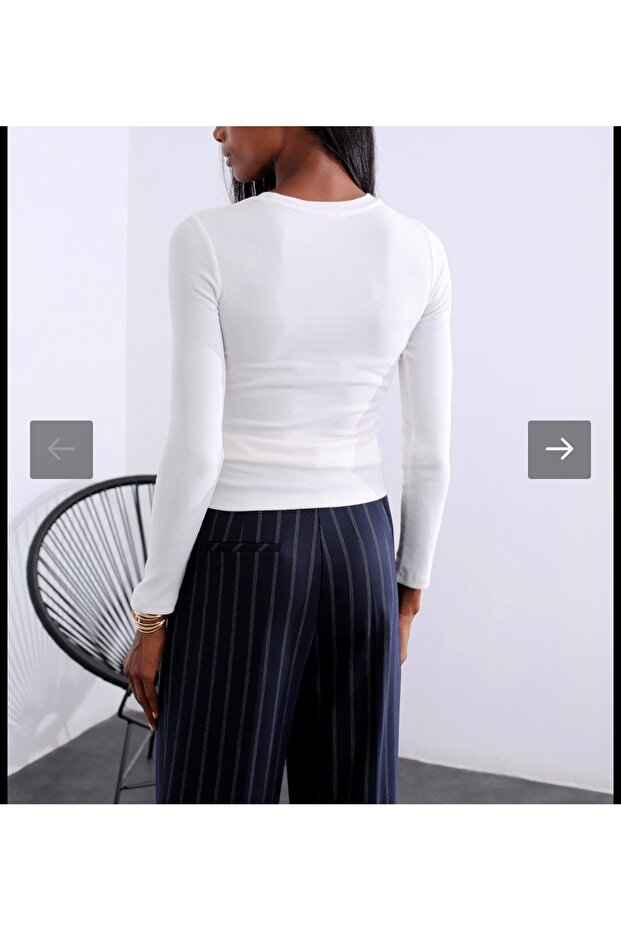 Önü parçalı fitilli dar bluz - 2