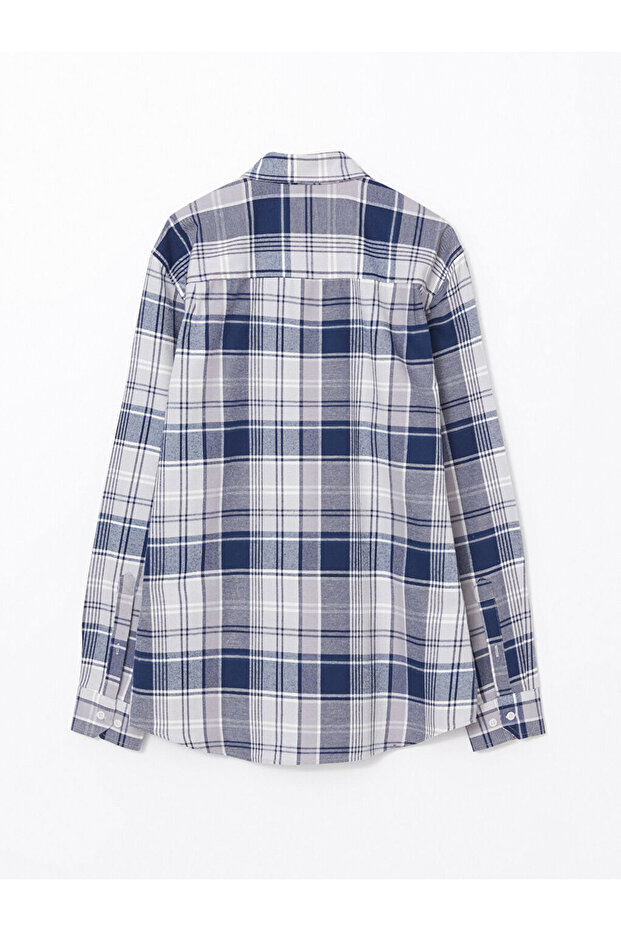 LCW Regular Fit Uzun Kollu Ekose Gabardin Erkek Gömlek - 2