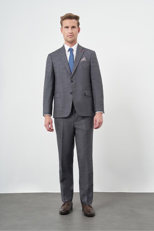Smoked Mono Collar 4 Drop Comfort Fit Full Lining Suit 1001245164
