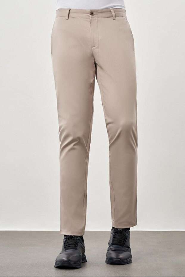 Men's Earth Textured Cotton Side Pocket Slim Fit Trousers 1003245168