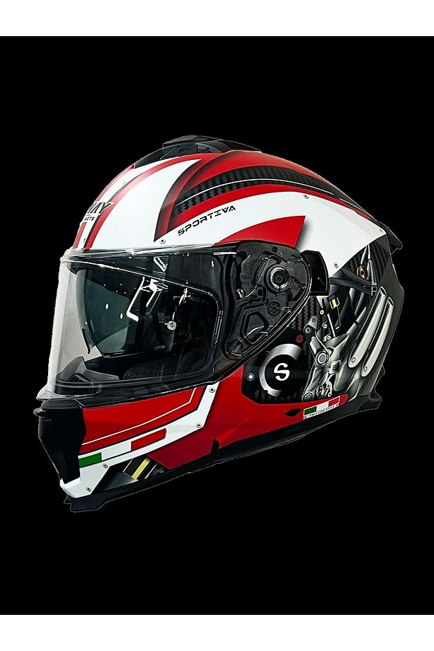 865 Full Face Engıne Whıte Red Large - 1