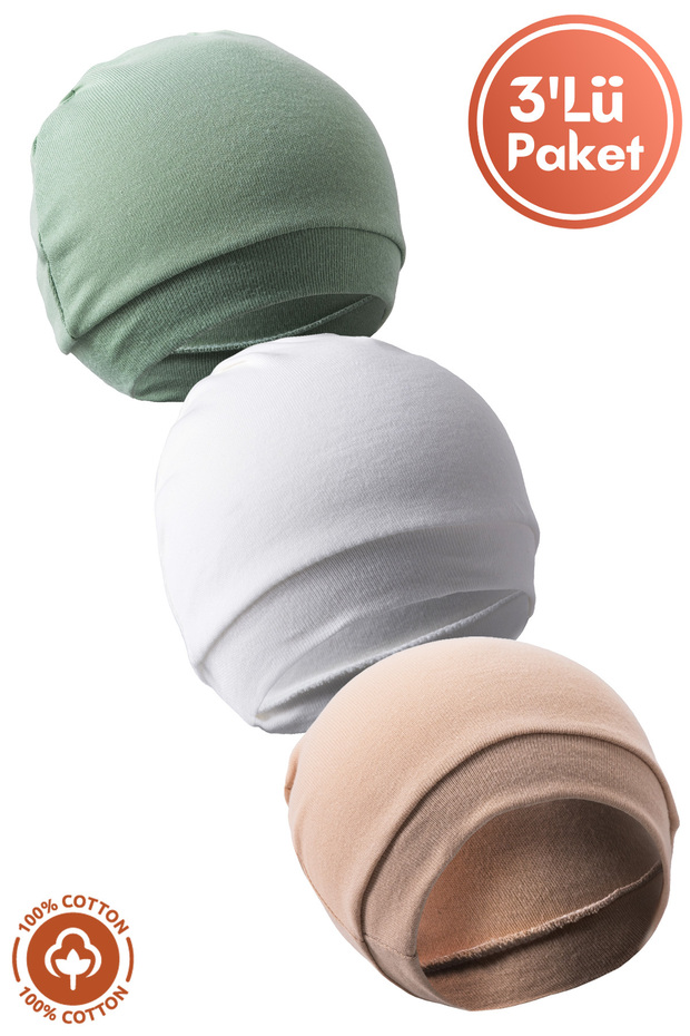 Unisex Baby Combed Organic Cotton Newborn 3-Piece Baby Beanie Colorful Set