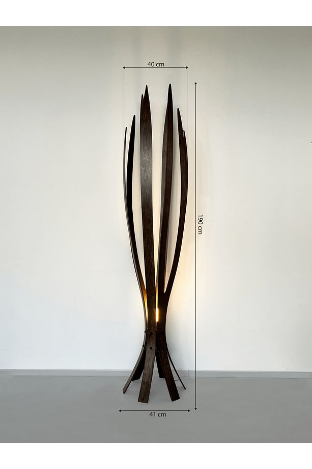 ''Hedra Lambader, İskandinav Tarzı Ahşap Lambader, Dekoratif Yer Lambası, Modern Salon Aydınlatma'' - 4