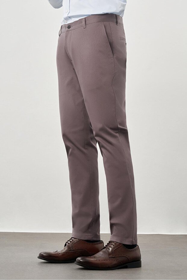 Men's Smoked Cotton Comfort Fit Chino Trousers with Side Pockets 1003245169