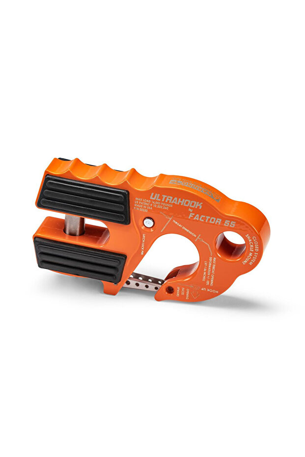 Ultrahook Winch Hook & Shackle Mount Assembly - Orange