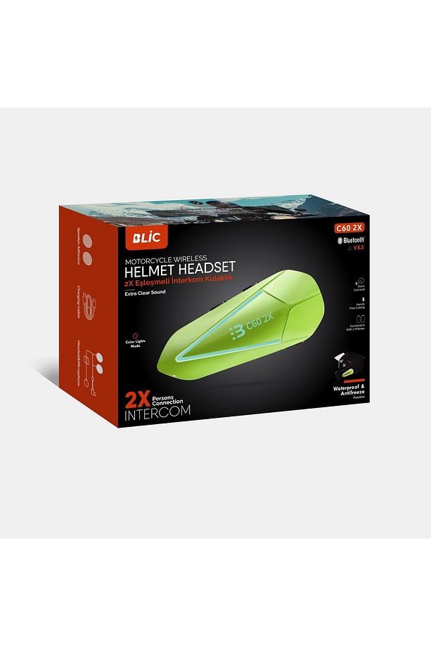 Yeni 2025 Model Yeni Sürüm C60-2x Bluetooth V5.3 Motosiklet Kask Kulaklık Rgb İntercom Telsiz Seti - 3
