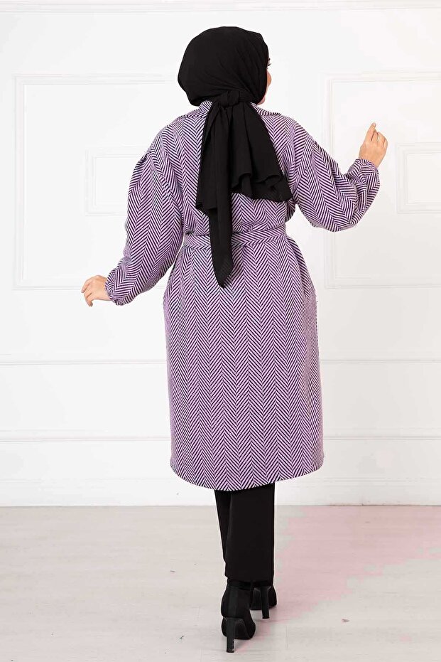 Herringbone Patterned Coat - 5