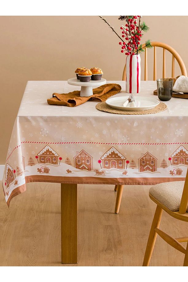 LCW HOME Bej Yılbaşı Temalı Masa Örtüsü 150x200 Cm - 2