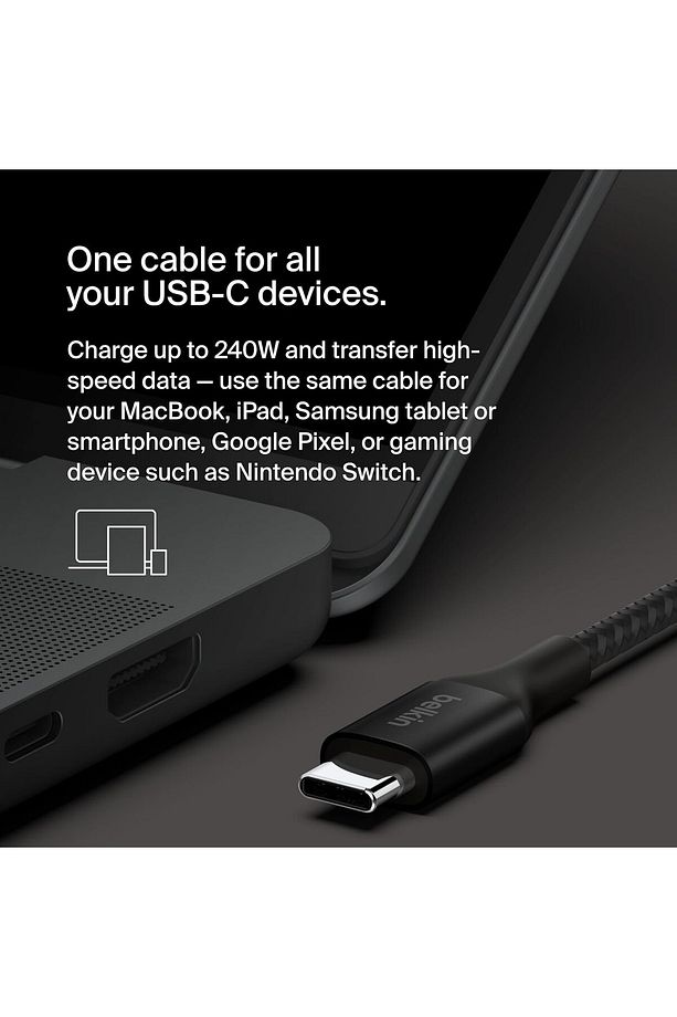 Boostcharge Örgülü Usb-c Uyumlu Hızlı Şarj Kablosu 240w Siyah 1 Metre - 3
