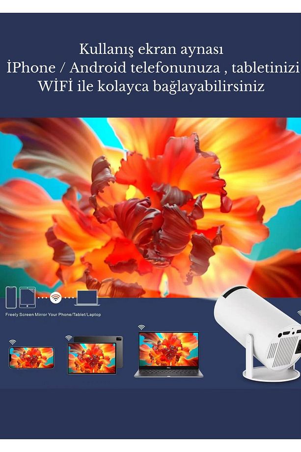 Taşınabilir Sinema Projeksiyon 720p Ev Sineması Bluetooth Android Akıllı Projektör - 6