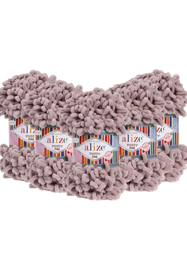 Puffy Fine Small Looped Hand Knitting Yarn 5 Pack 268 100 Gr 14.5 m